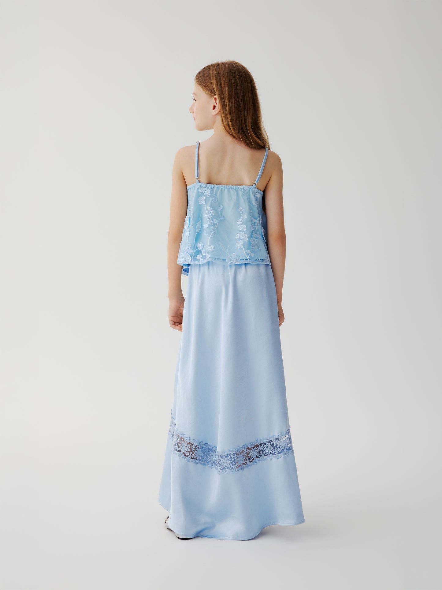 Pearl Lace Maxi Skirt (blue)