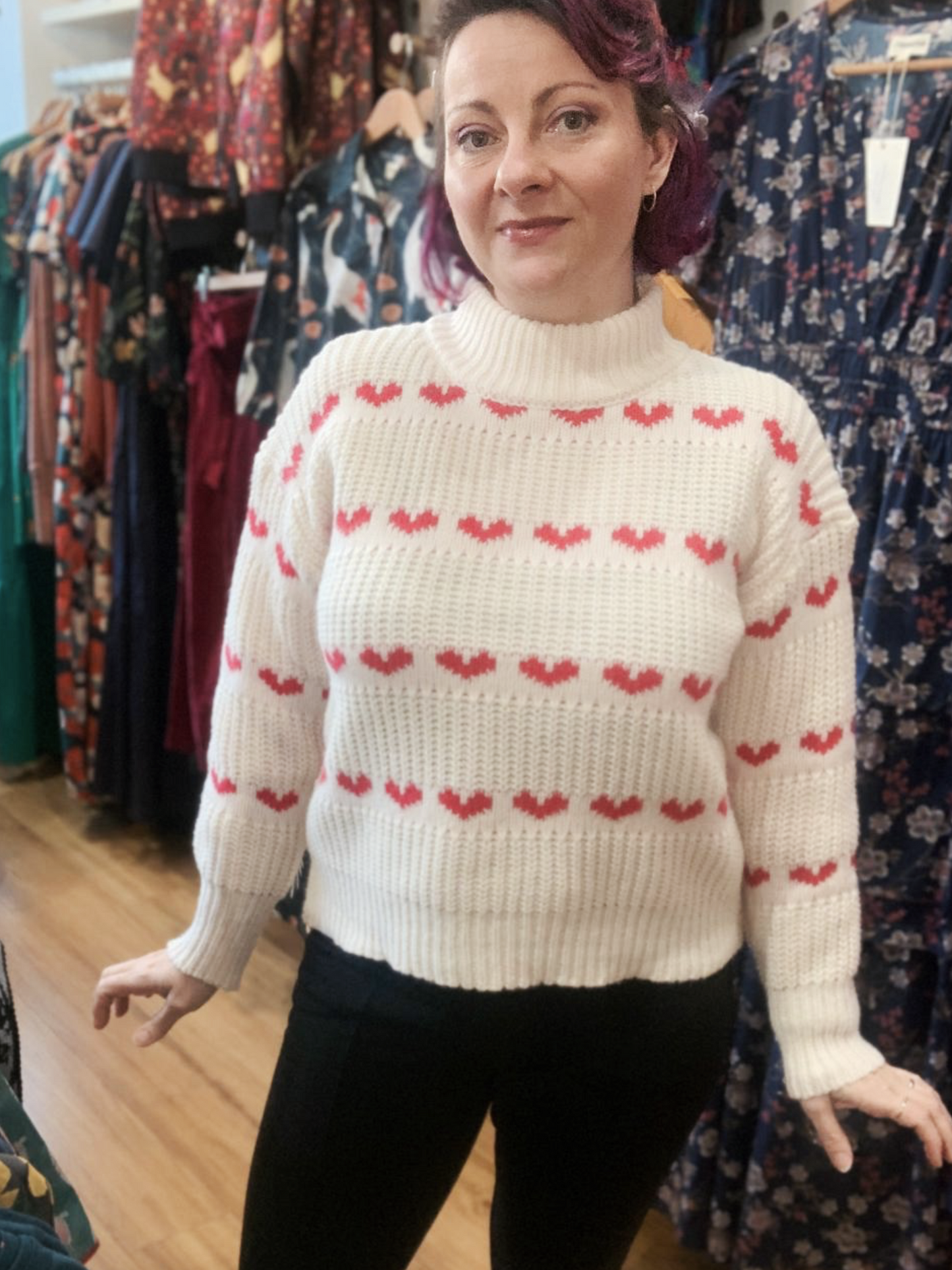 Heart cropped Knit Pullover