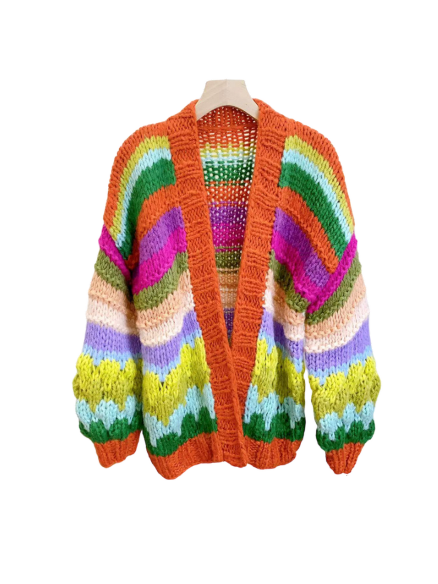Handmade Rainbow Chunky Knitted Cardigan