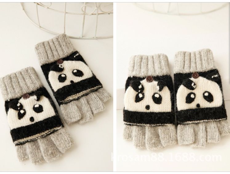 Panda Kids Wool Mitten