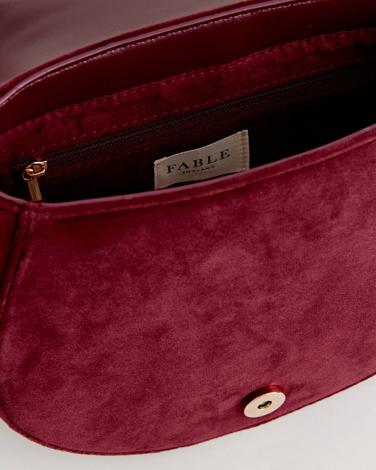 Fable Fox & Mushroom Embroidered Burgundy Velvet Saddle Bag