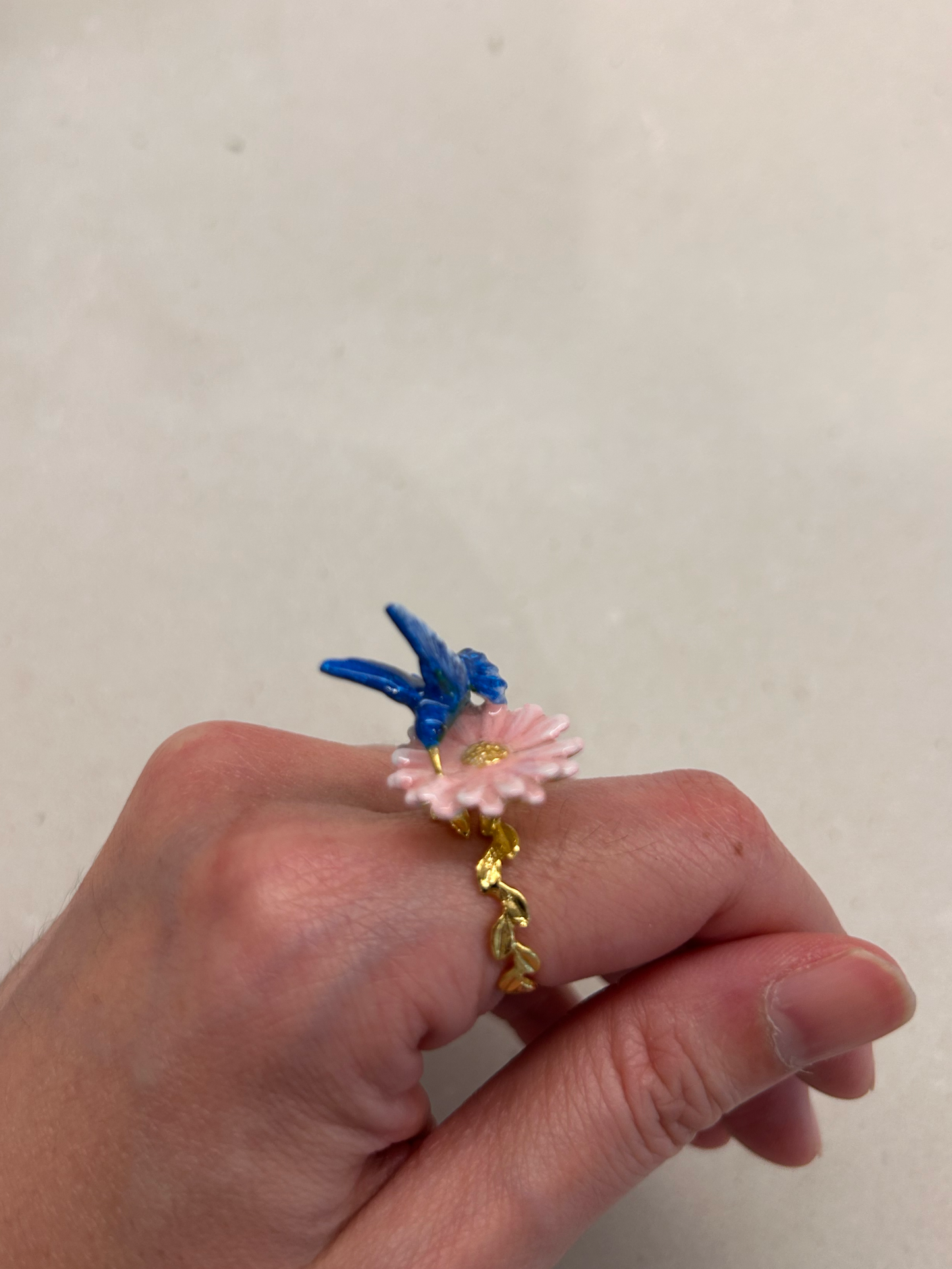 Handmade Gold plated Honey Bird with Floral Ring