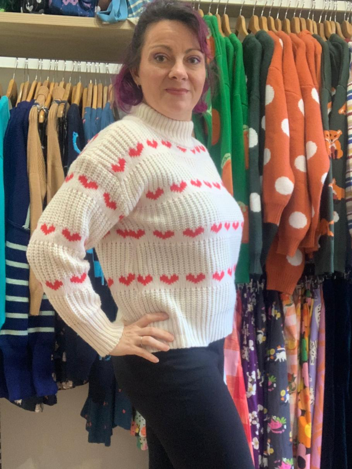 Heart cropped Knit Pullover