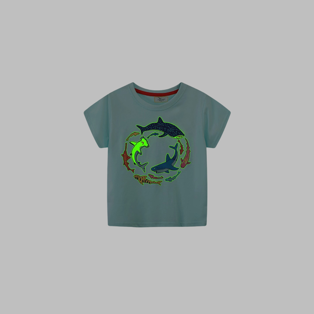 Shark World glow in the dark kids tee