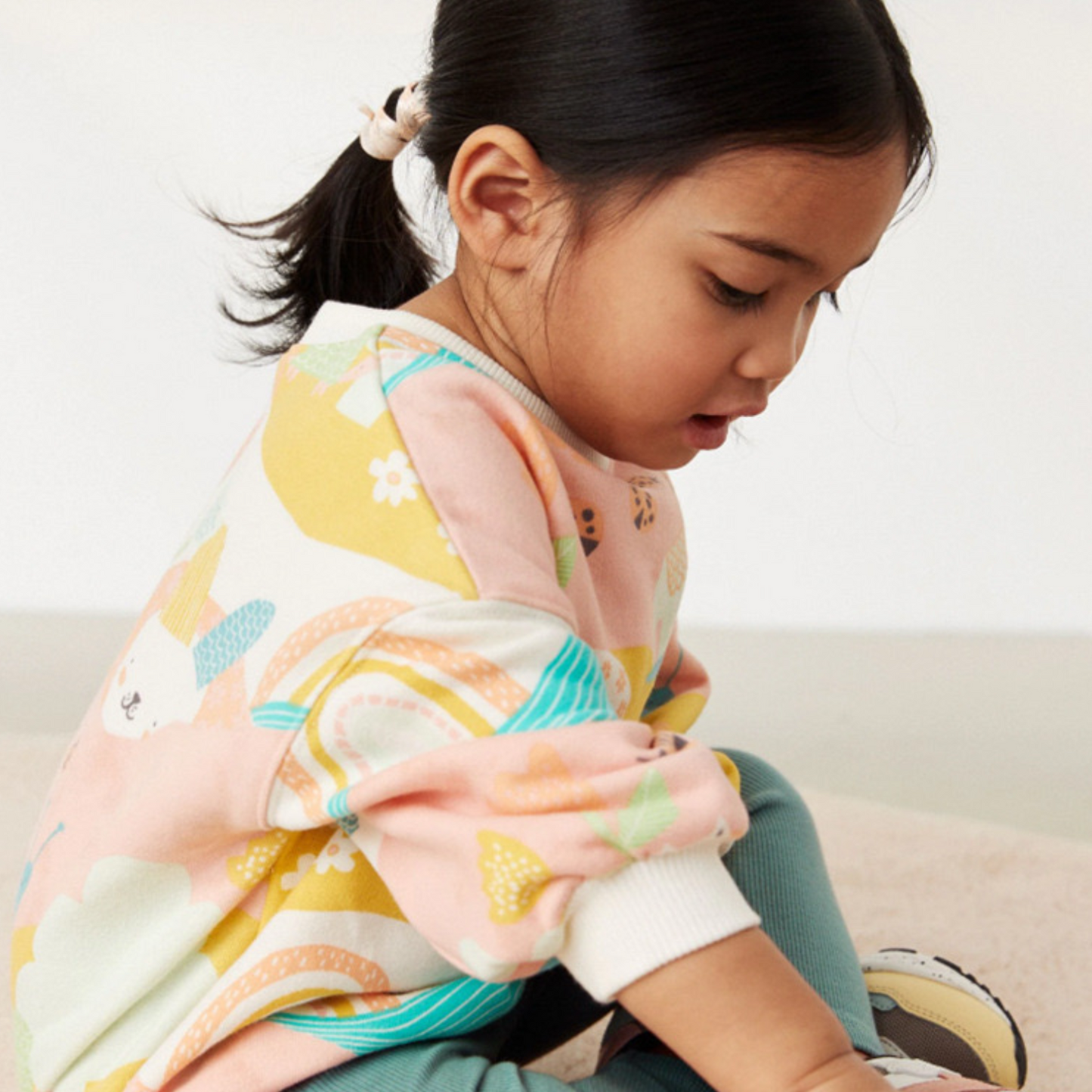 Rainbow Garden Animal Print Kids Sweater