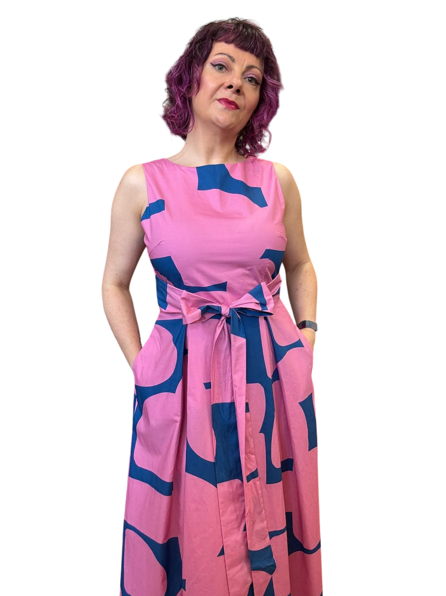 Lucy Dress - abstract pink blue
