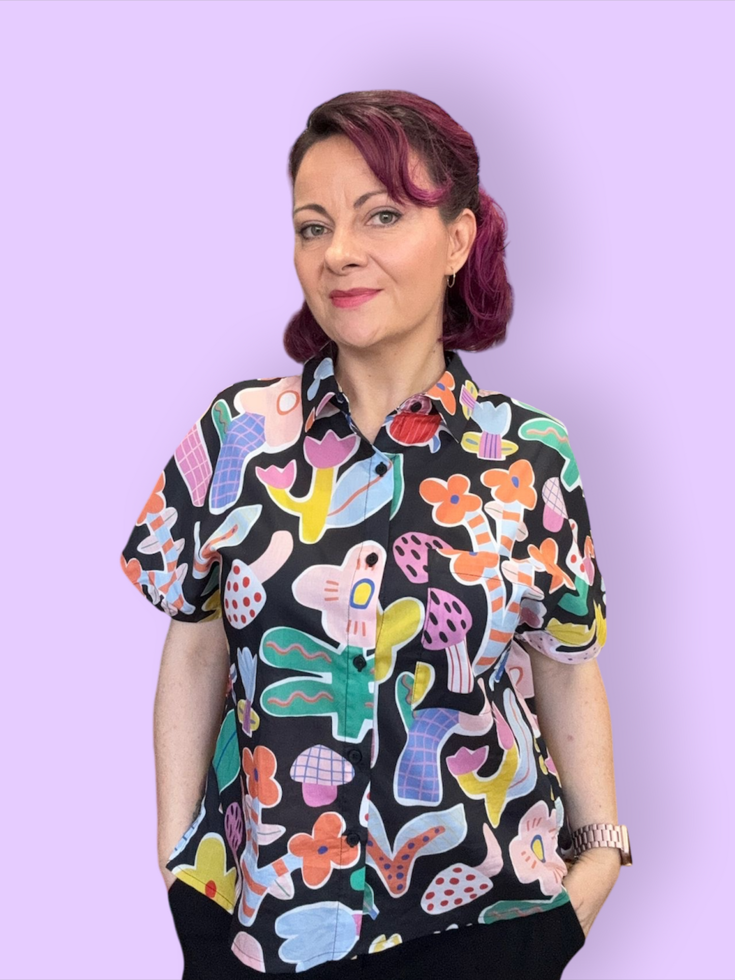 Jess Collar Shirt - Bloomy Garden