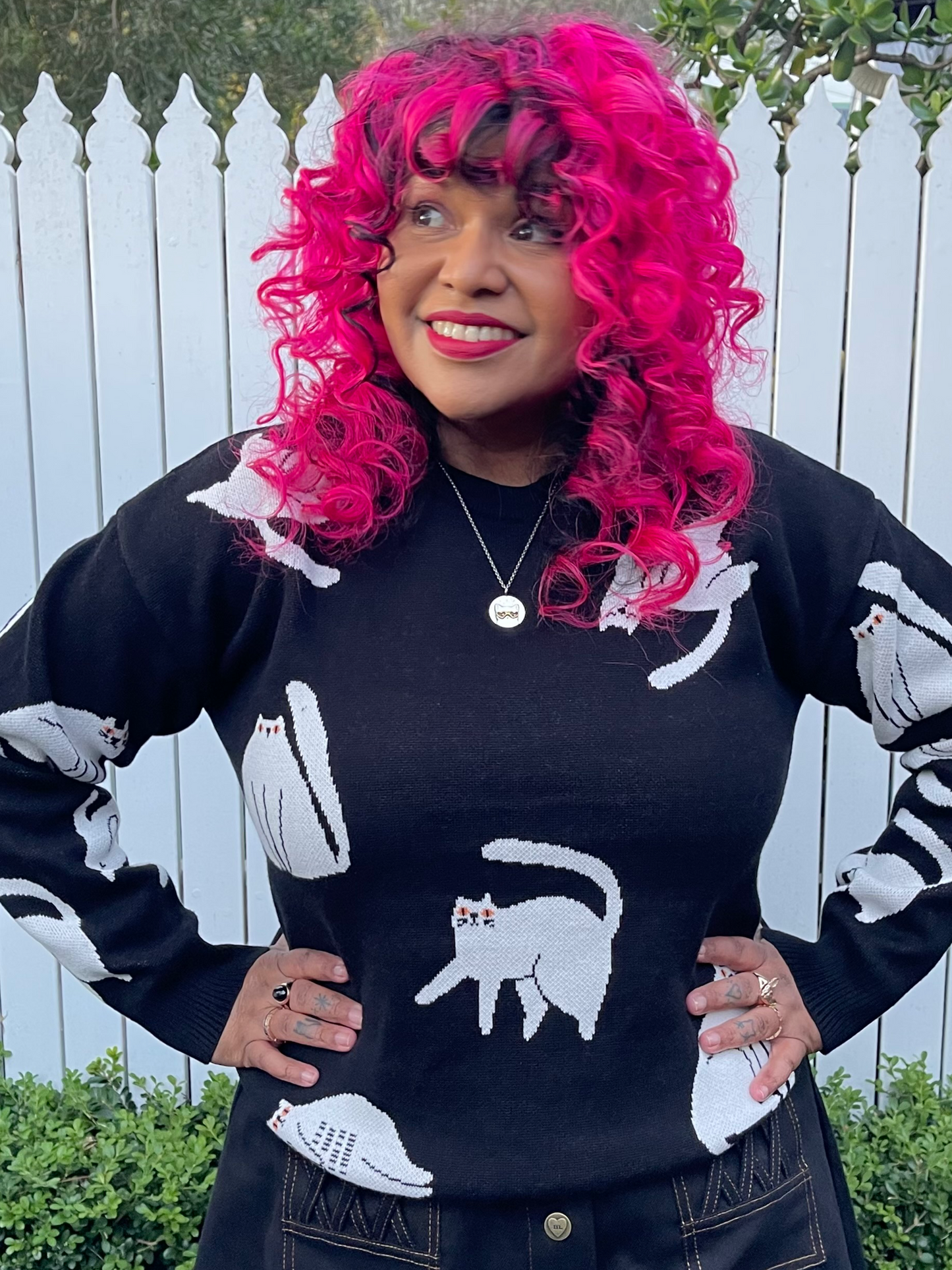 Midnight Cat – 100% Cotton Knit Pullover