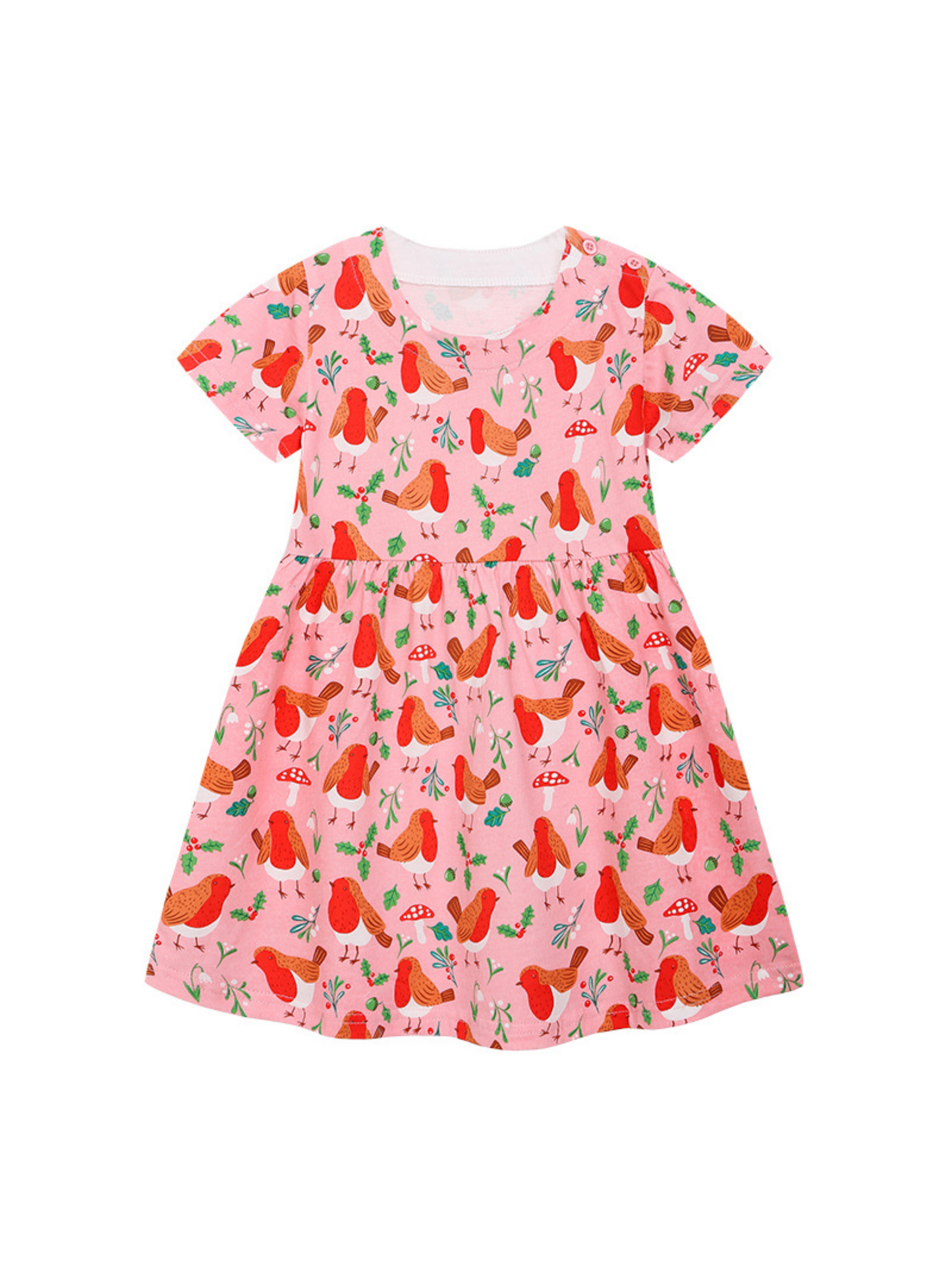 Bird And Mushroom Pink Dress