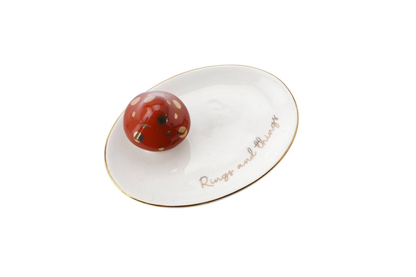 Snuggle Season Ceramic Toadstool Ring Dish