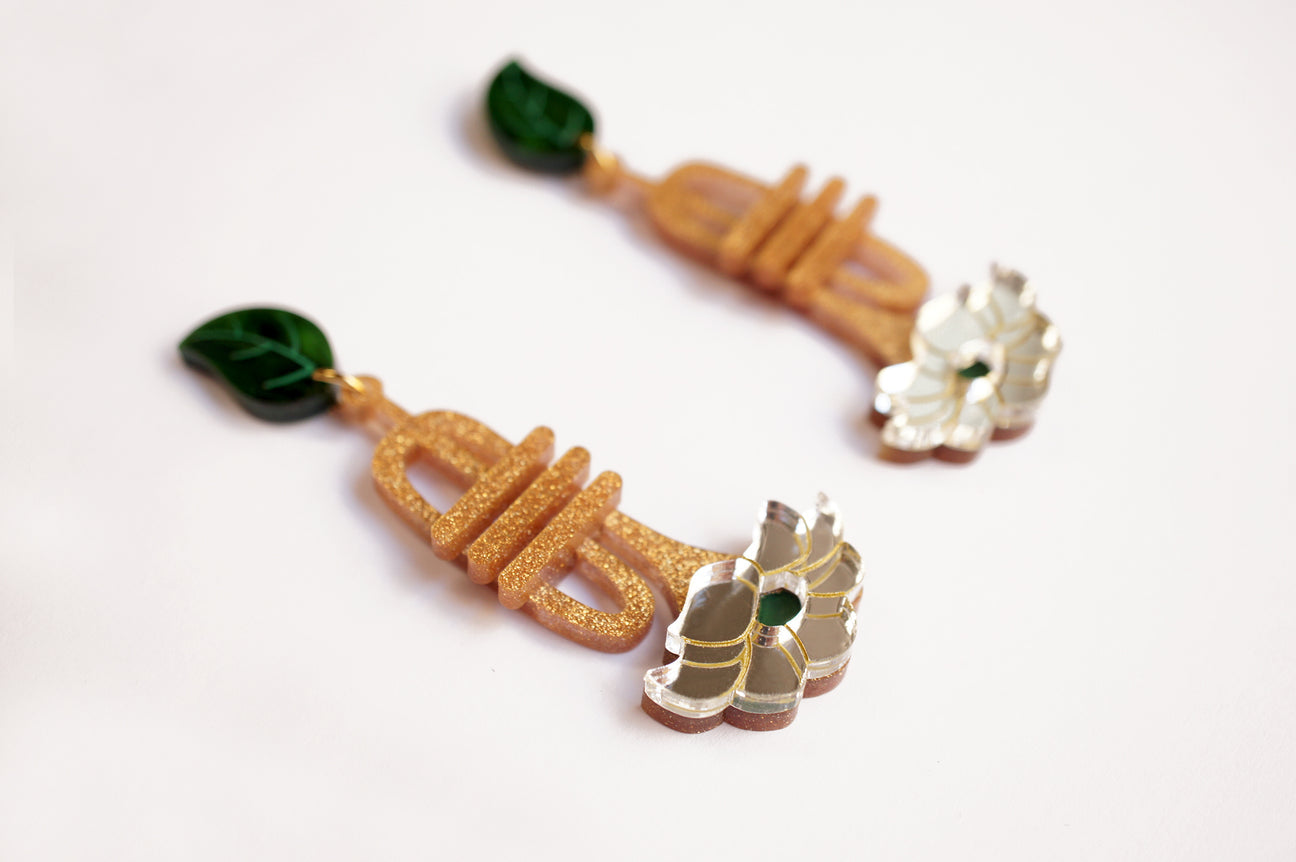 Laliblue Trumpet with Flowers Earrings
