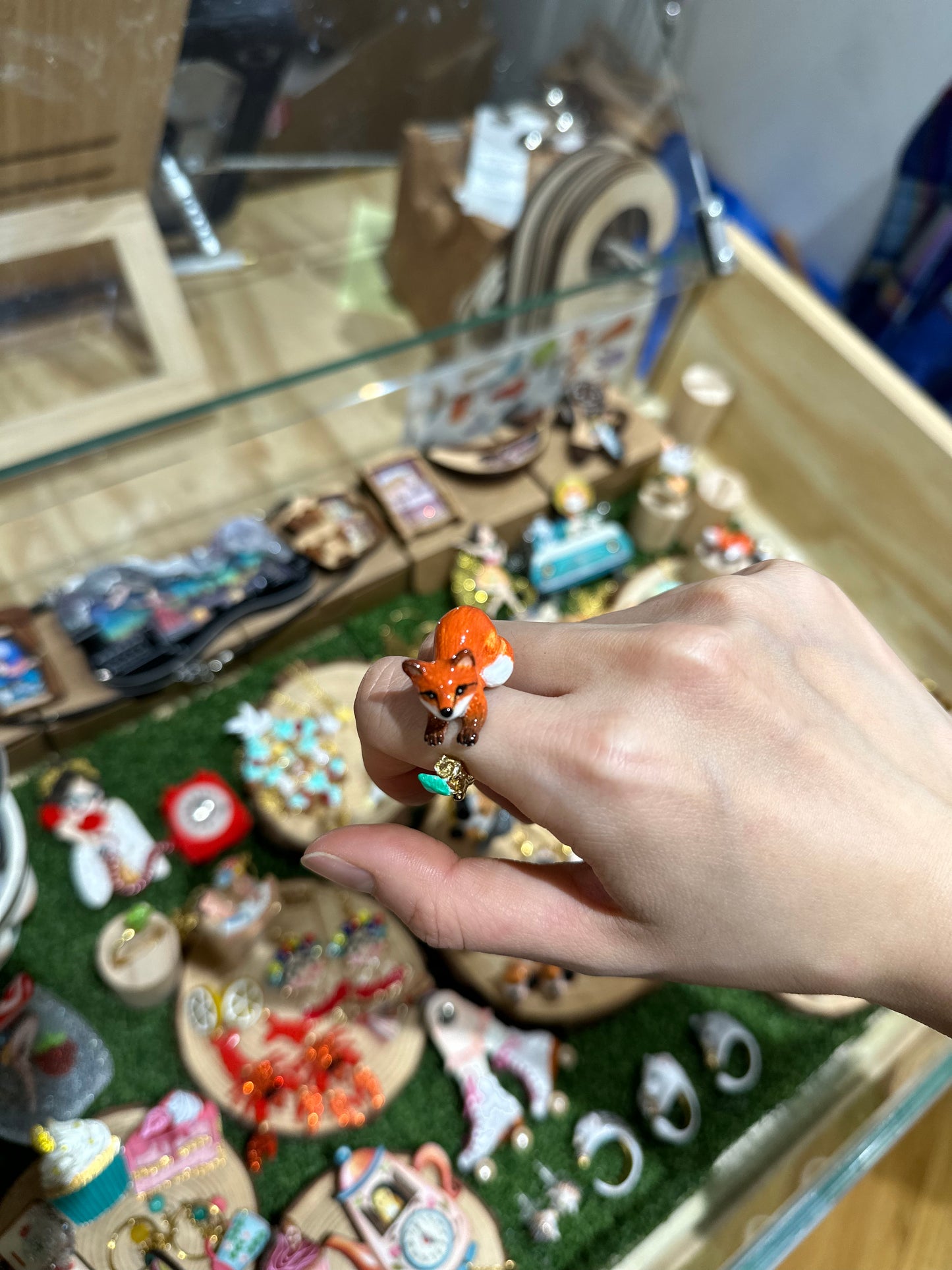 Handmade Sitting Fox ring and necklace