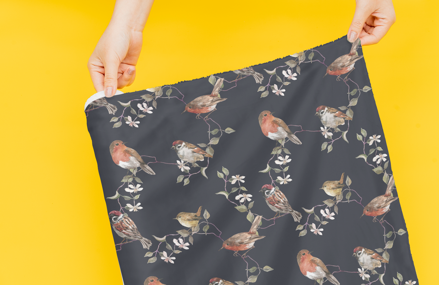 Fabric for Custom order - Birds and flowers