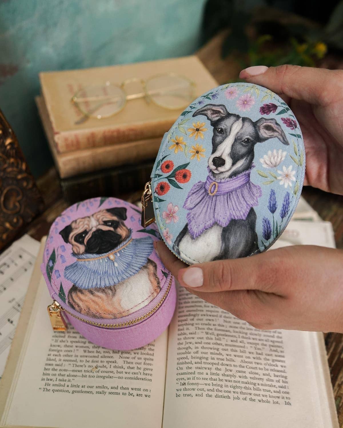 FABLE Catherine Rowe Pet Portraits Whippet Oval Jewelry Box