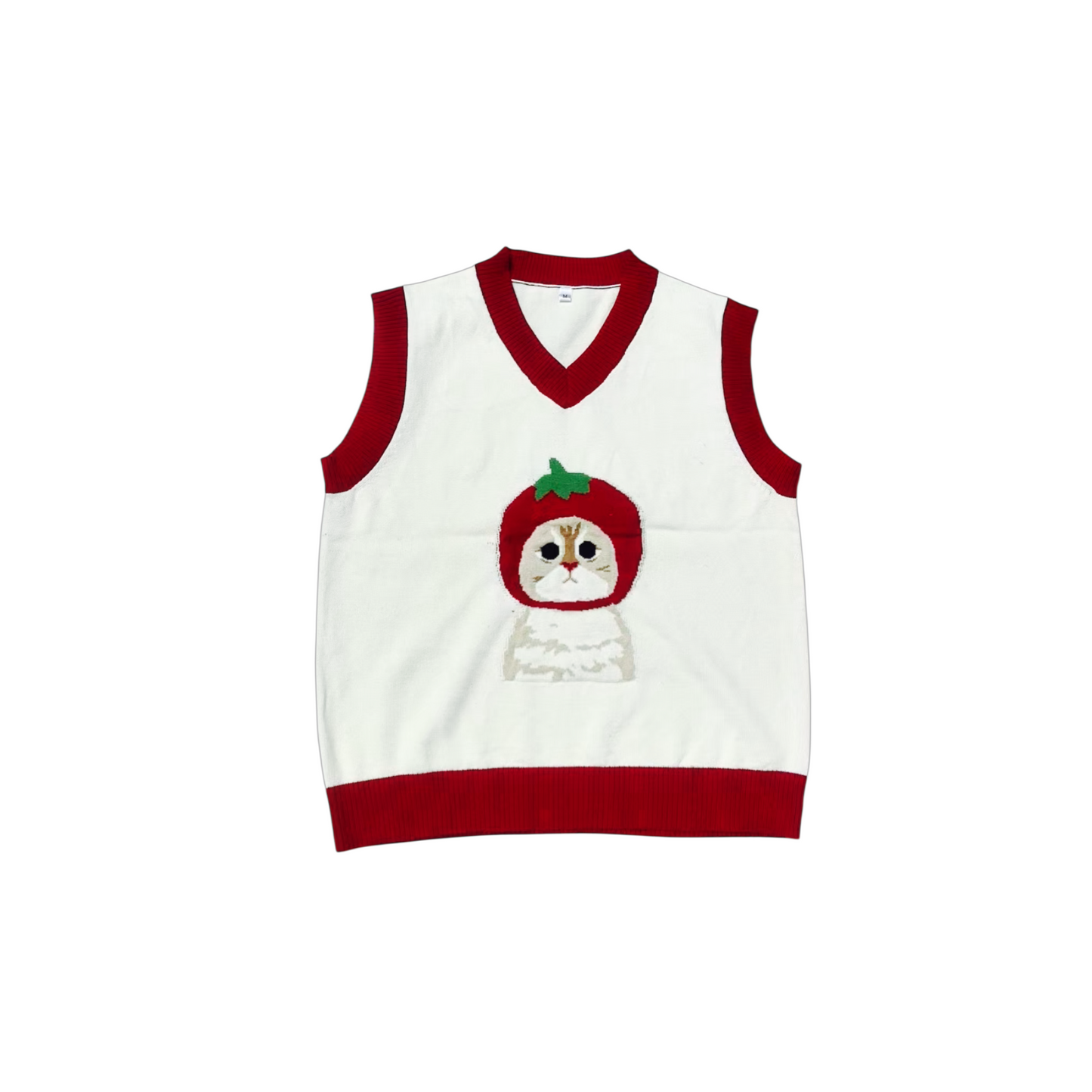 Tomato Cat Sweater Vest – 100% Cotton Knit (Kids)