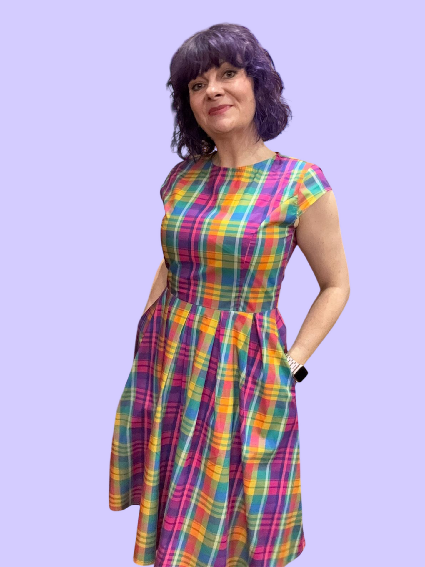 Beatrice Dress - Rainbow plaid