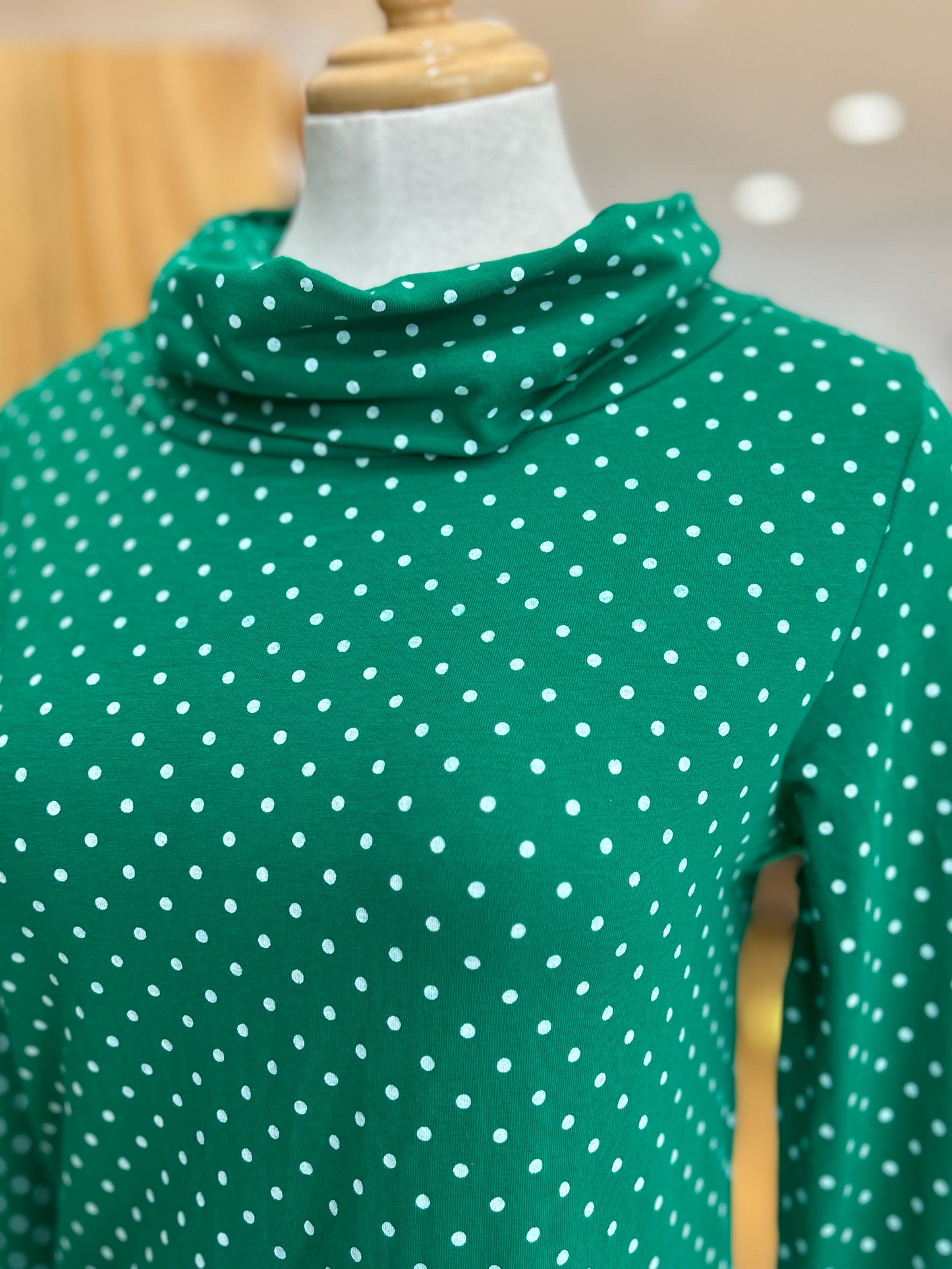 Emma cowl neck top - green polkadot (CLEARANCE SALE)