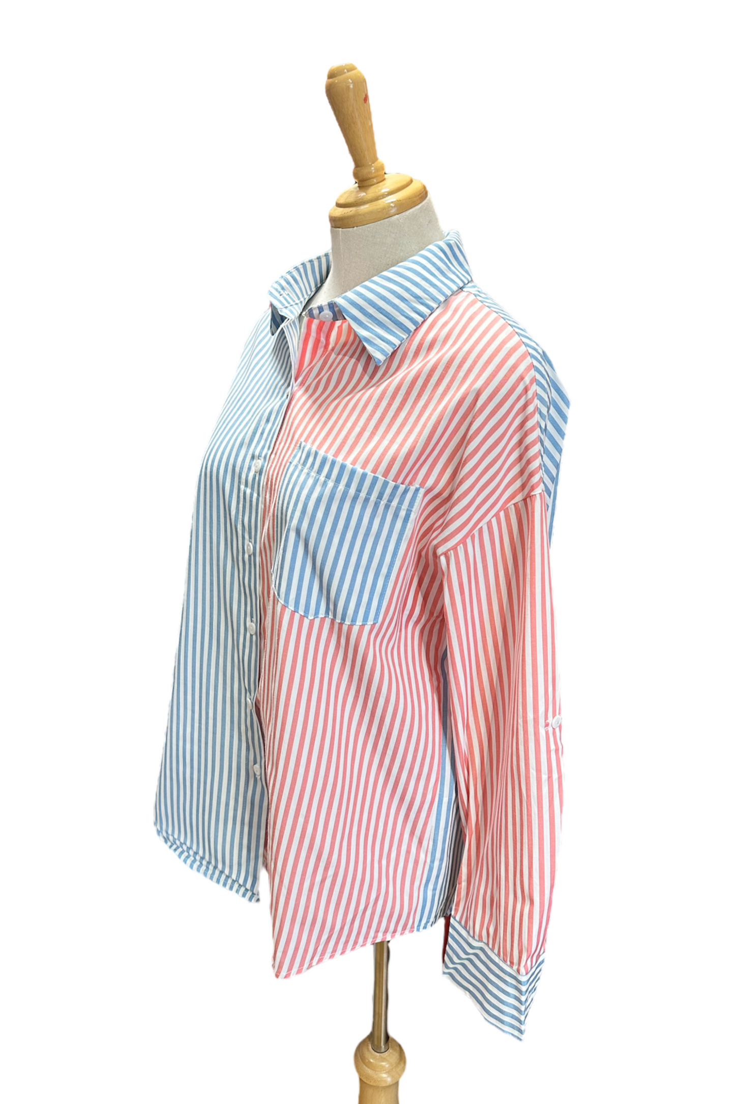 Striped Contrast Collar Shirt