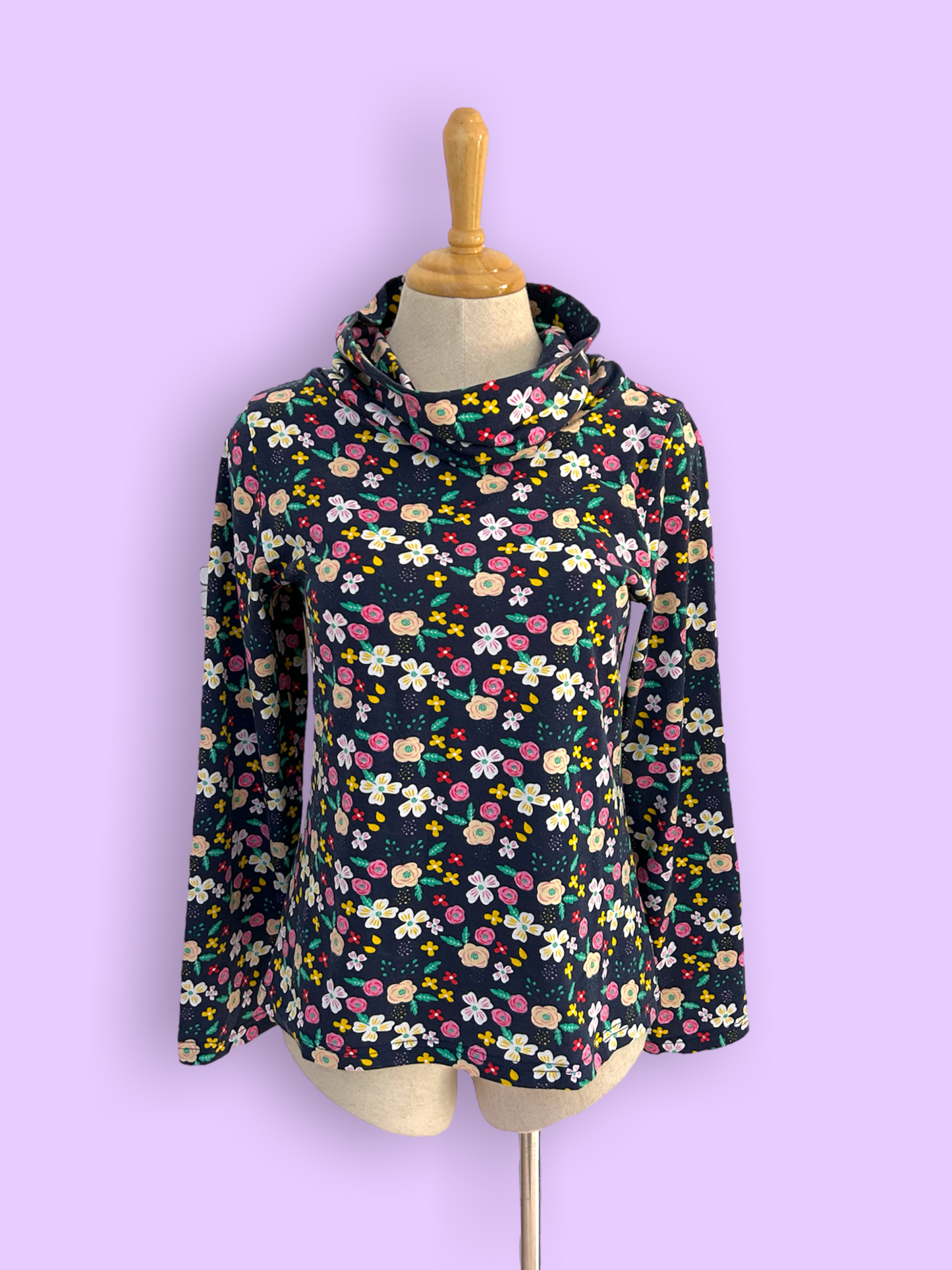 Emma cowl neck top - Navy Floral