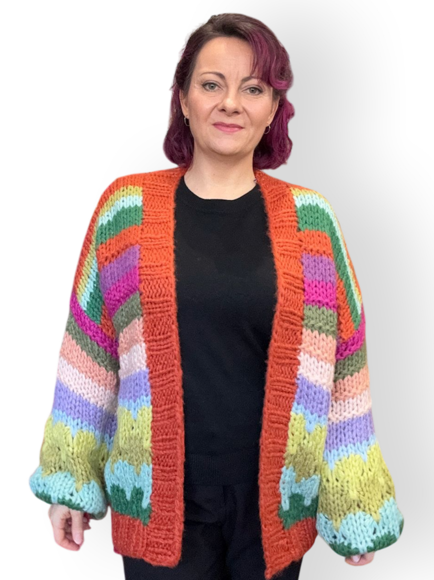 Handmade Rainbow Chunky Knitted Cardigan