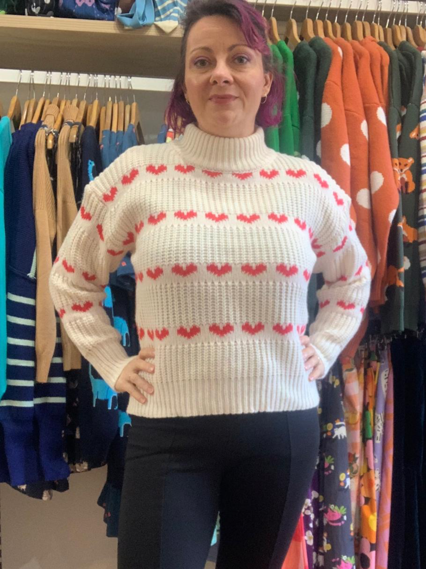 Heart cropped Knit Pullover