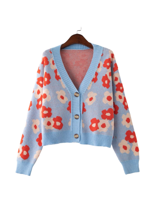 Floral Knit Cardigan  (3 Colours Available)