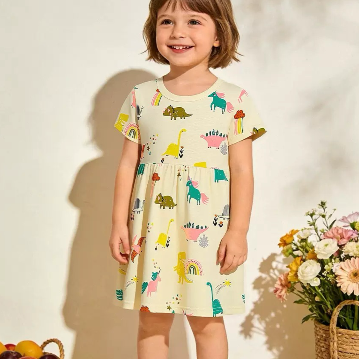 Rainbow Dino Dress (available 14th July)