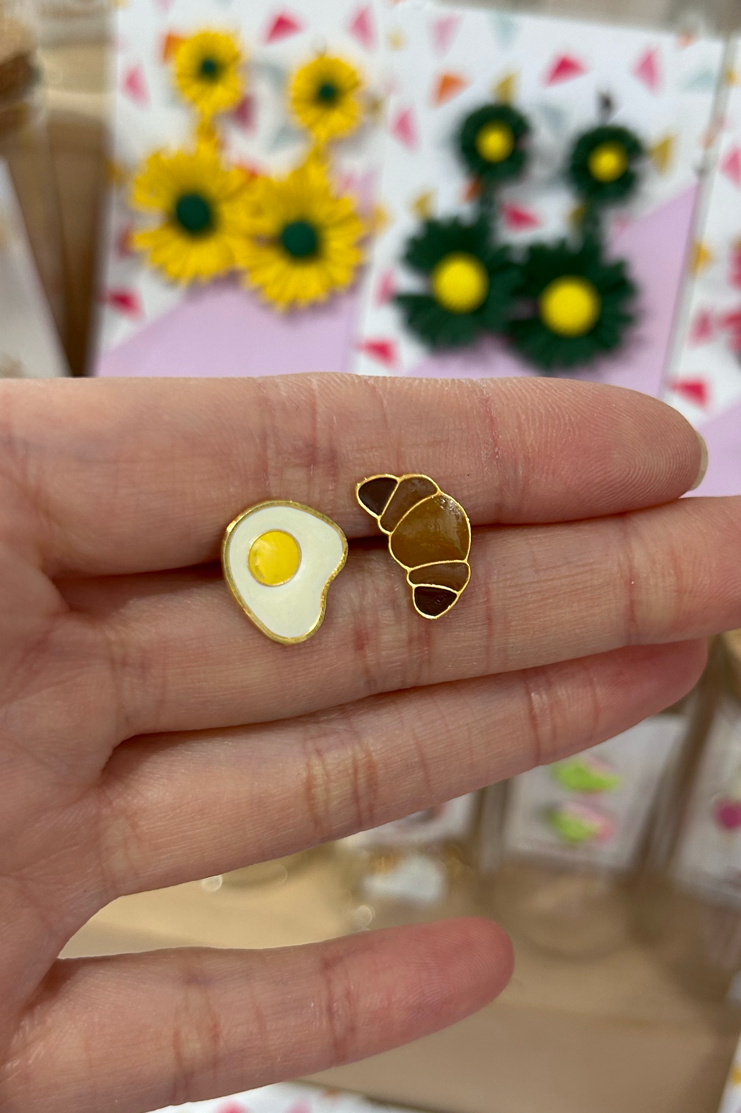 Egg and Croissant Earring