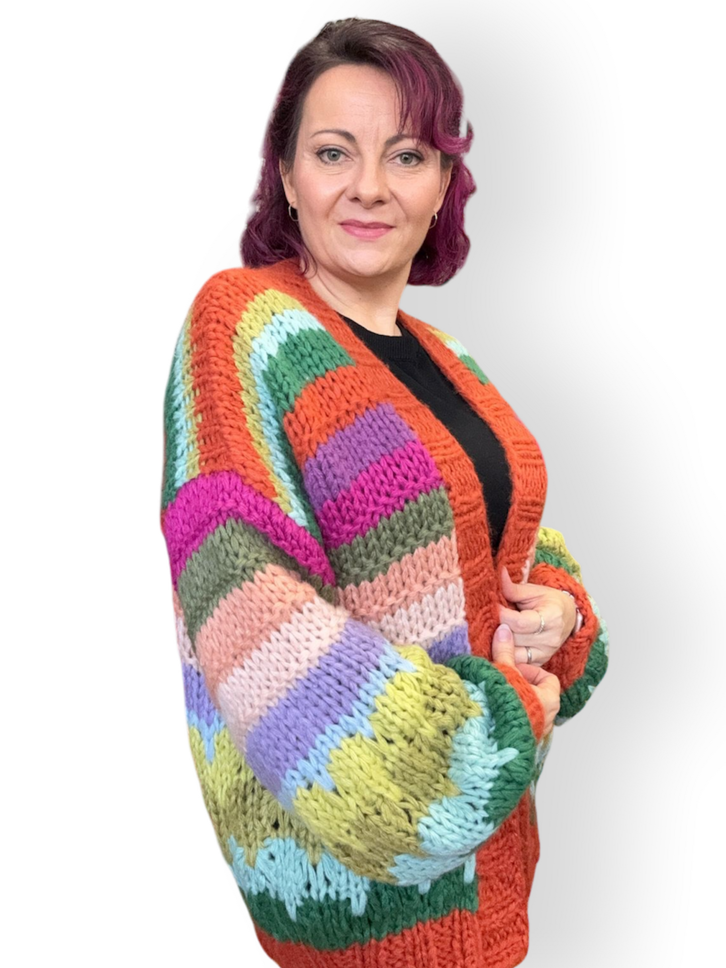Handmade Rainbow Chunky Knitted Cardigan