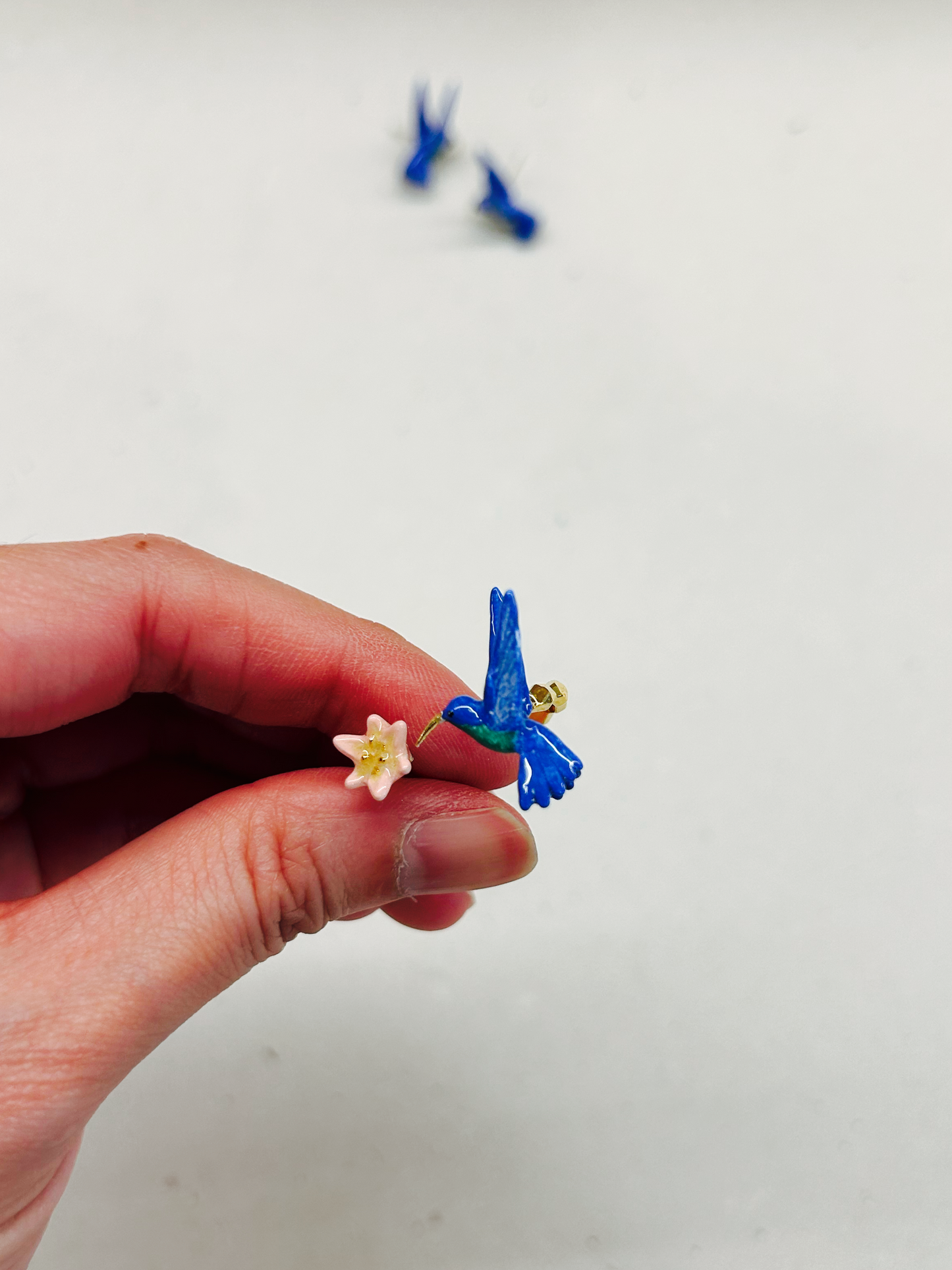 Handmade Gold plated humminbird Ring/Earring