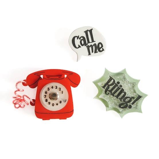 Laliblue telephone brooch set (Red)