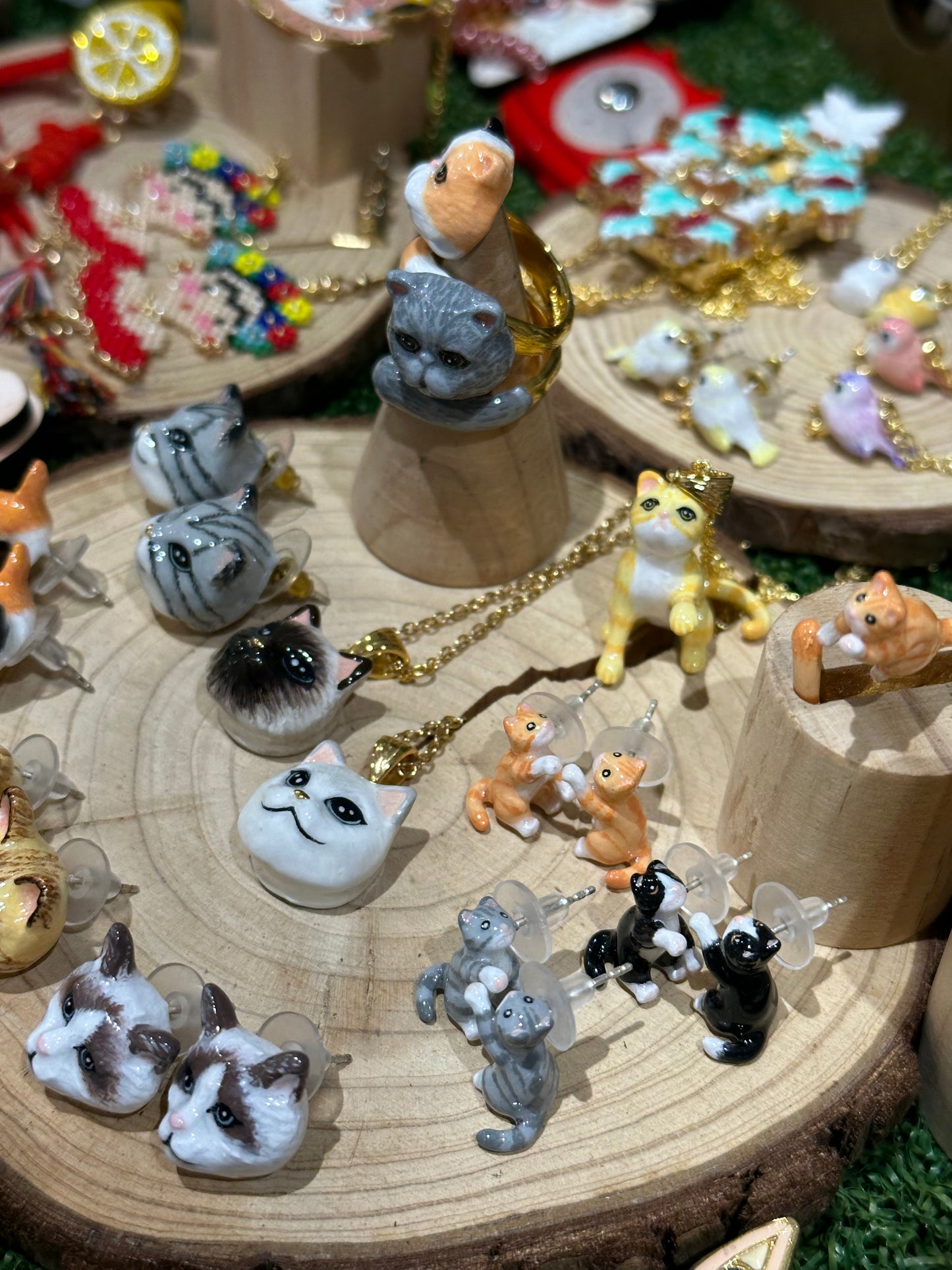 Handmade Sitting Cats Earrings
