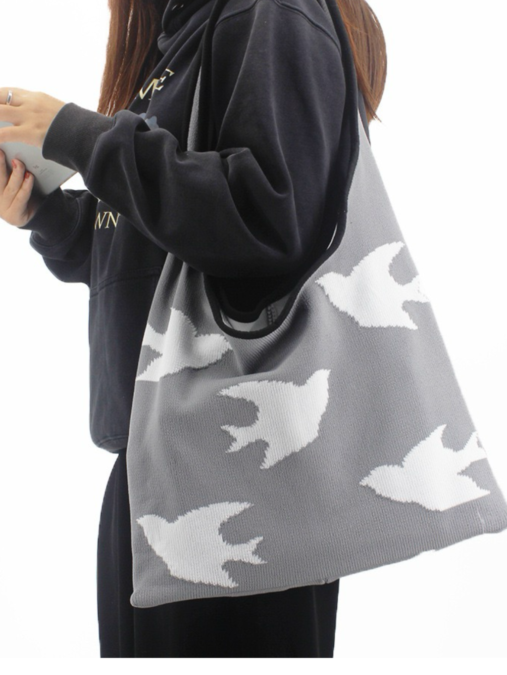 Swallow Knit tote bag