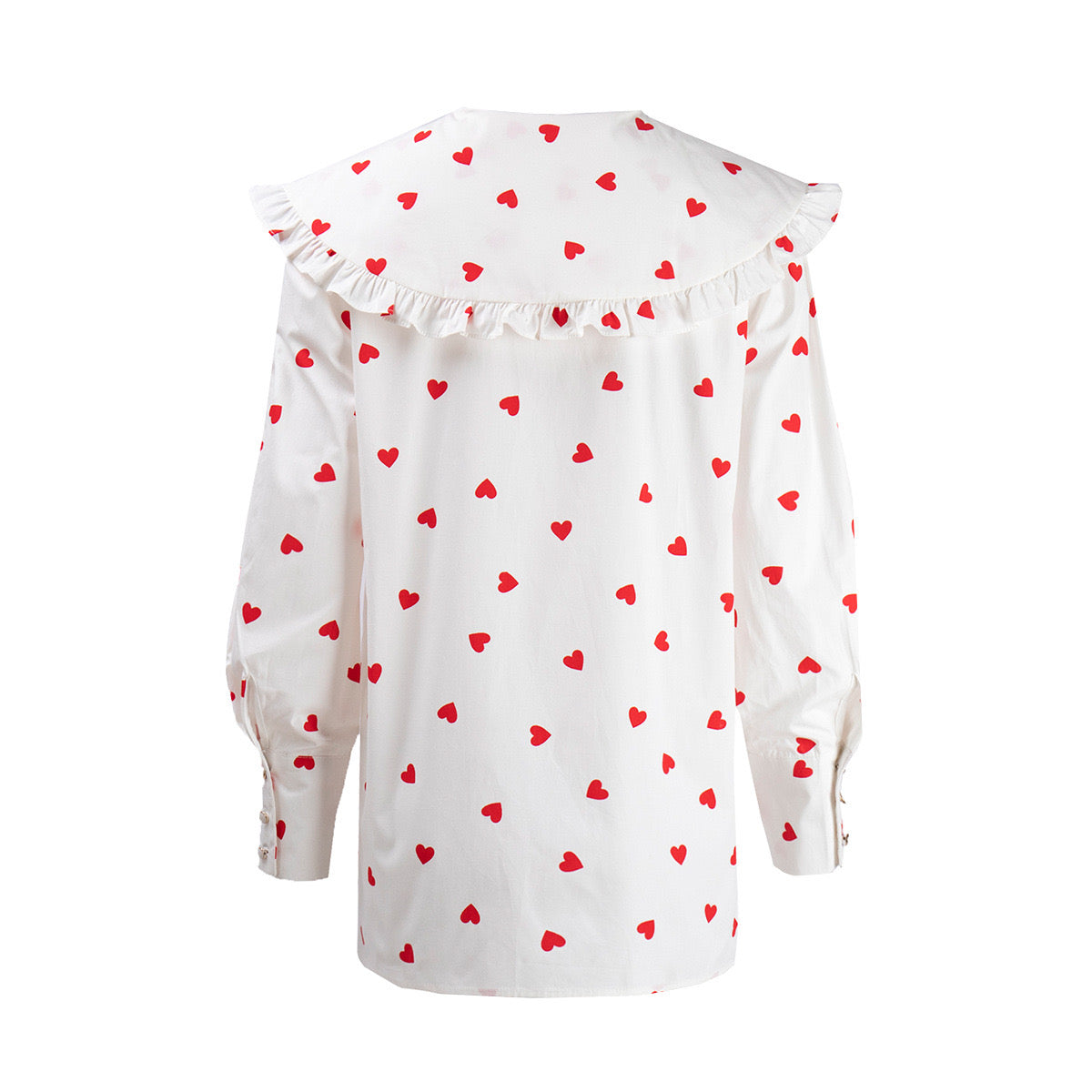 Heart Print Big Peter Pan Collar shirt