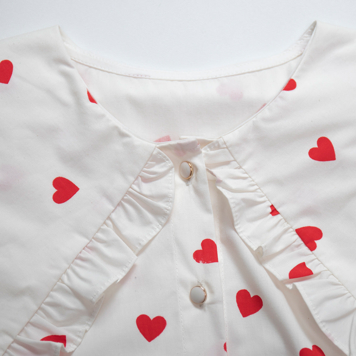 Heart Print Big Peter Pan Collar shirt