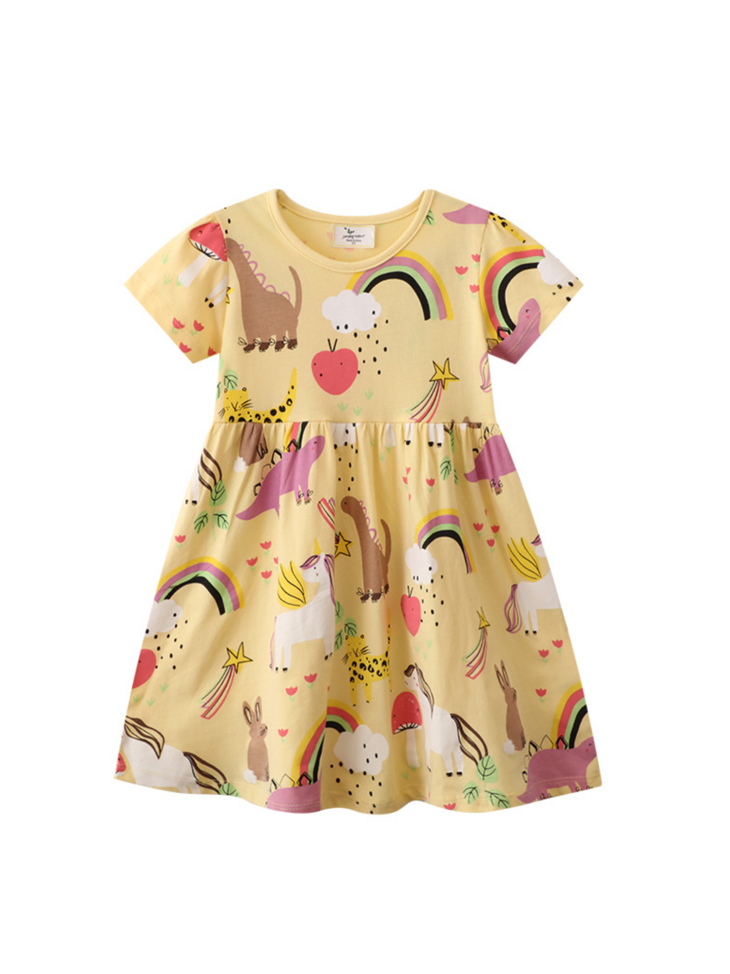 Yellow Unicorn Rabbit Dino Dress