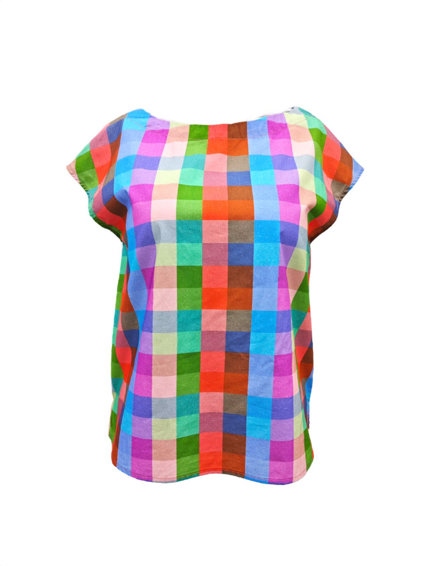 Lindsey Top - multi colour check cotton