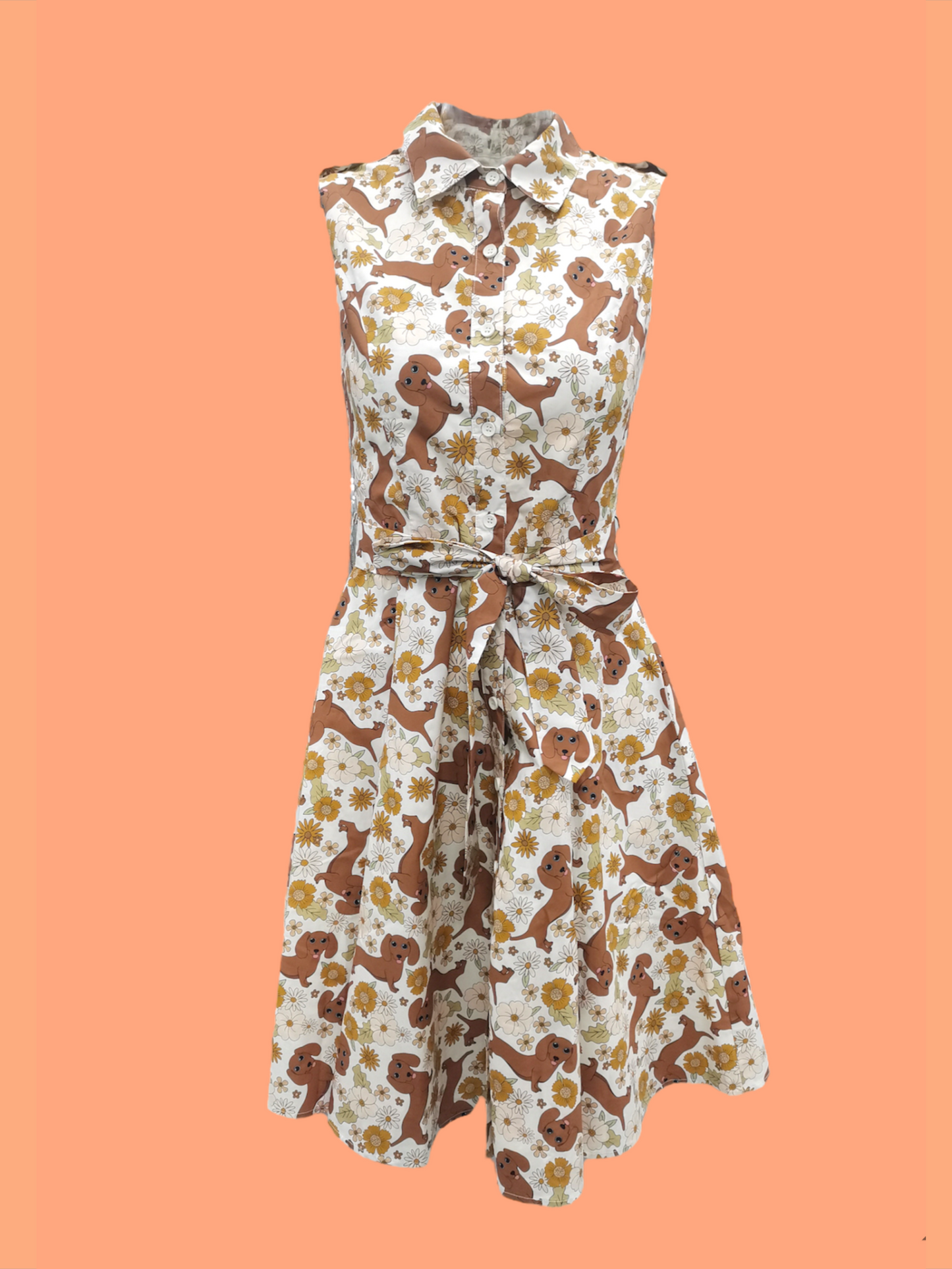Lighthouse Guest Dress - sausage dog flowers