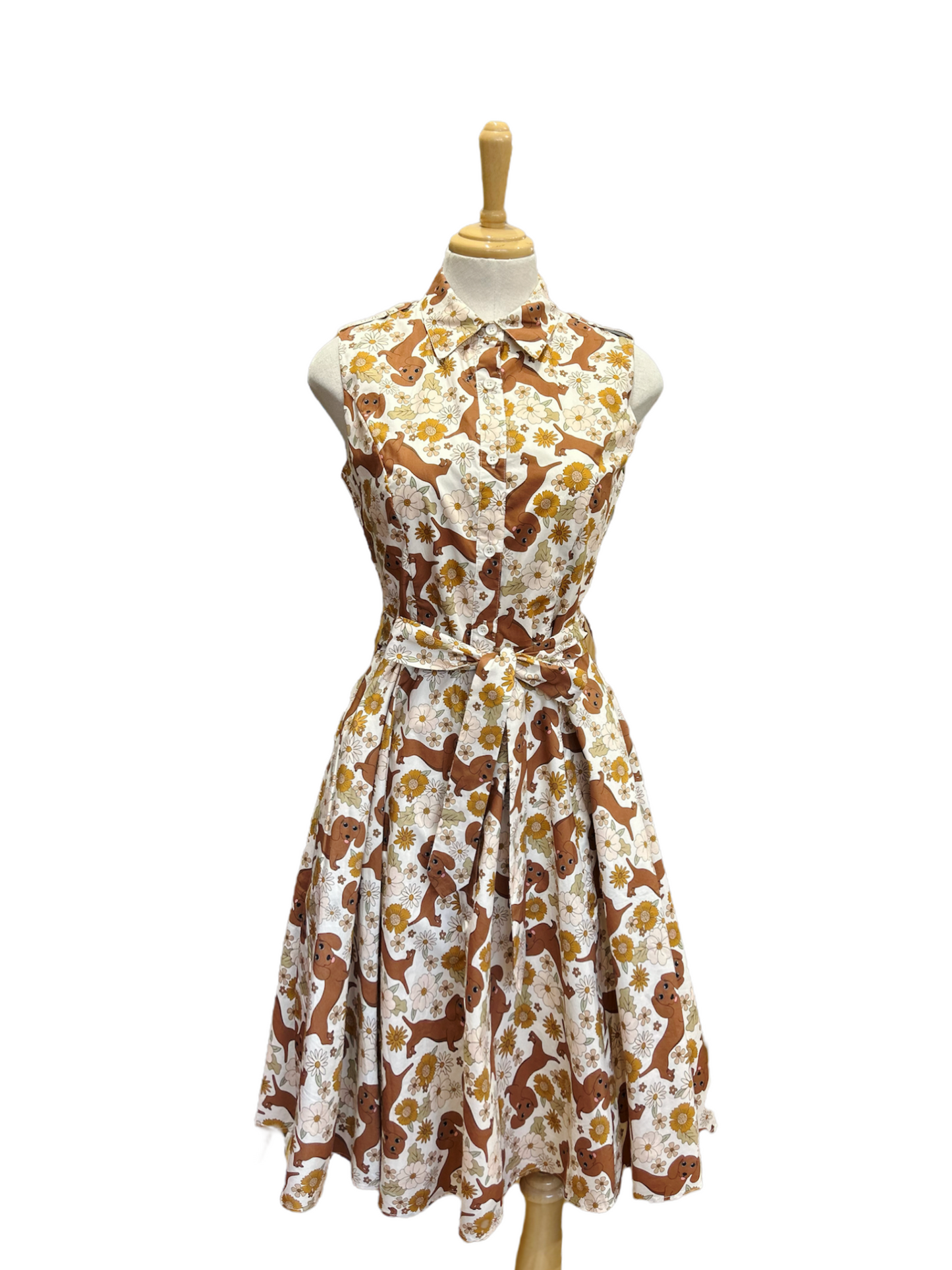 Lighthouse Guest Dress - sausage dog flowers