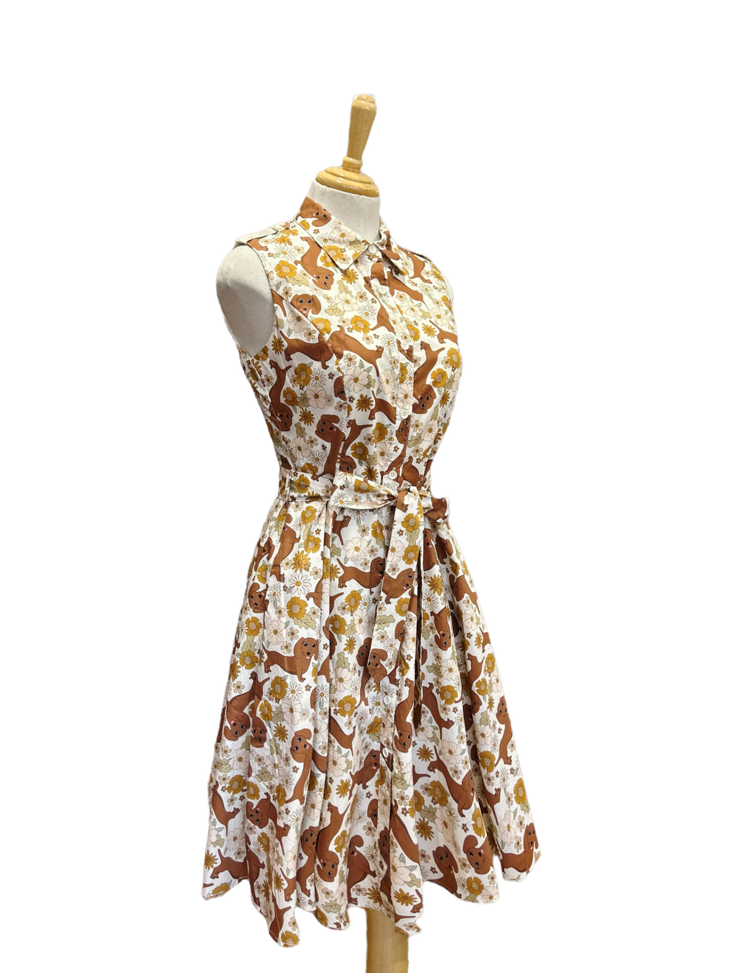 Lighthouse Guest Dress - sausage dog flowers