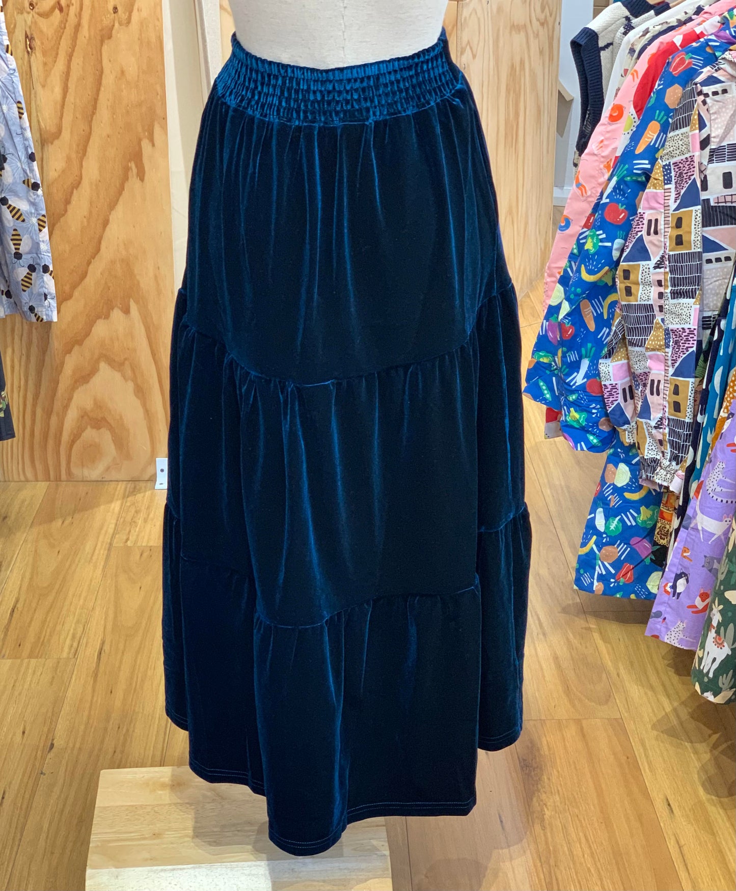 Nancy Velvet Skirt- Teal