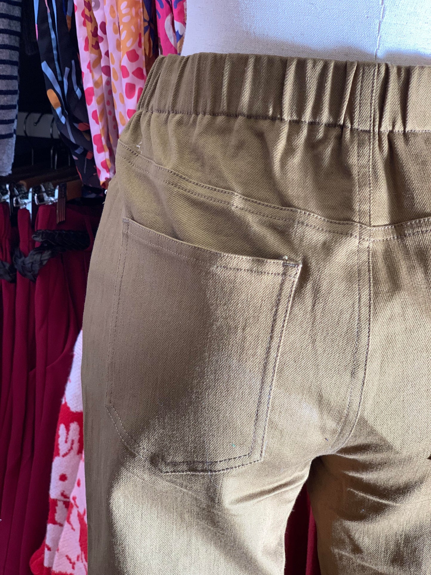Liz pull on stretch pants -Khaki (Clearance Sale)