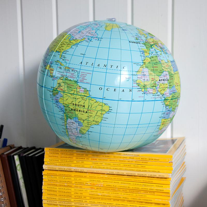 Inflatable world globe