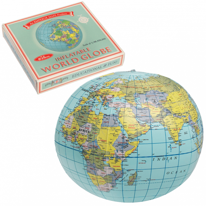 Inflatable world globe
