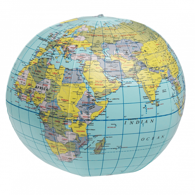Inflatable world globe