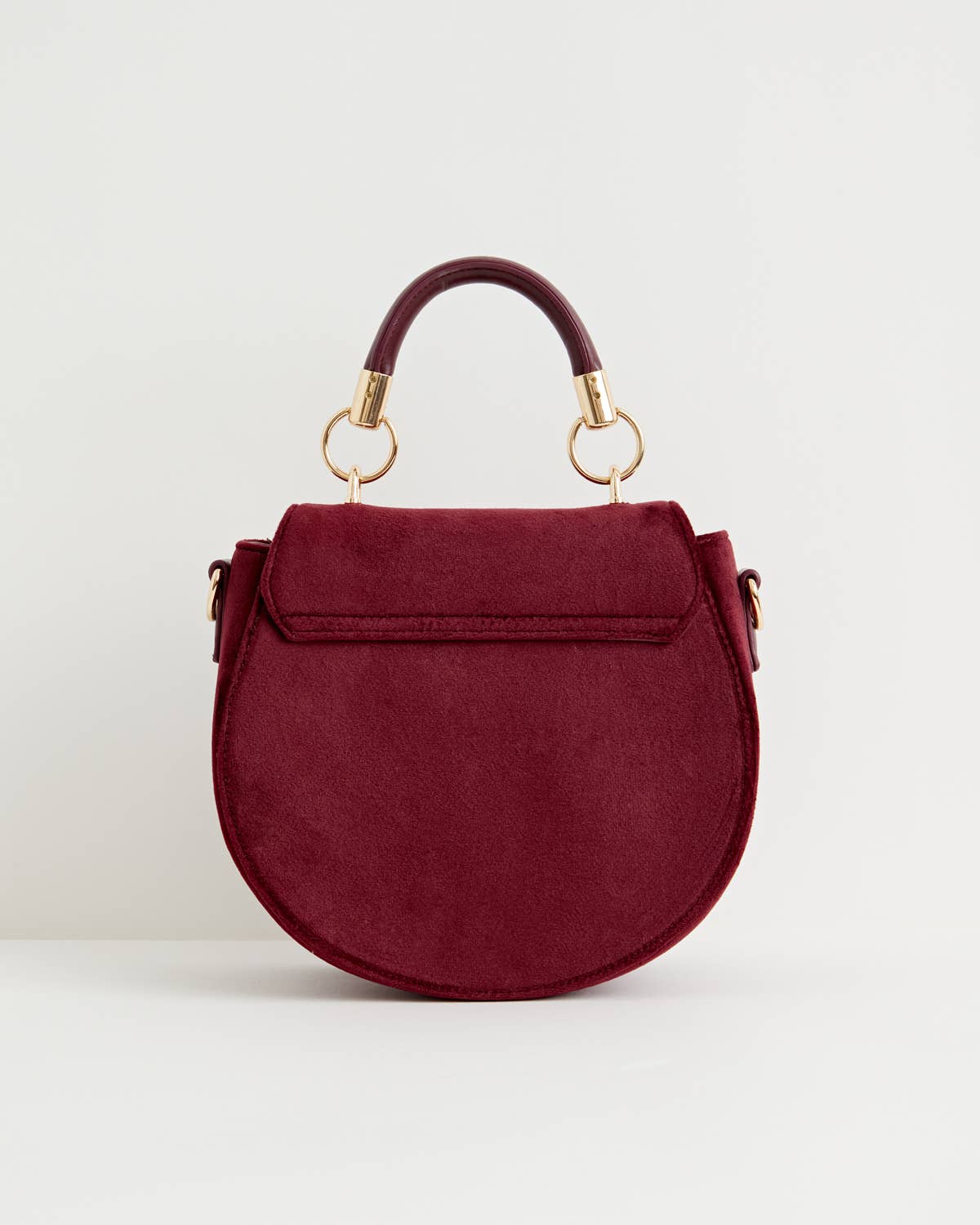 Fable Fox & Mushroom Embroidered Burgundy Velvet Saddle Bag