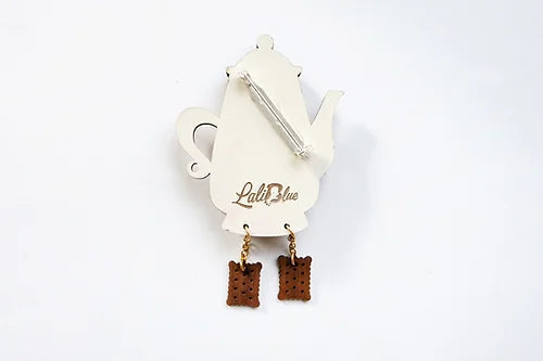 Laliblue Teapot Clock Brooch