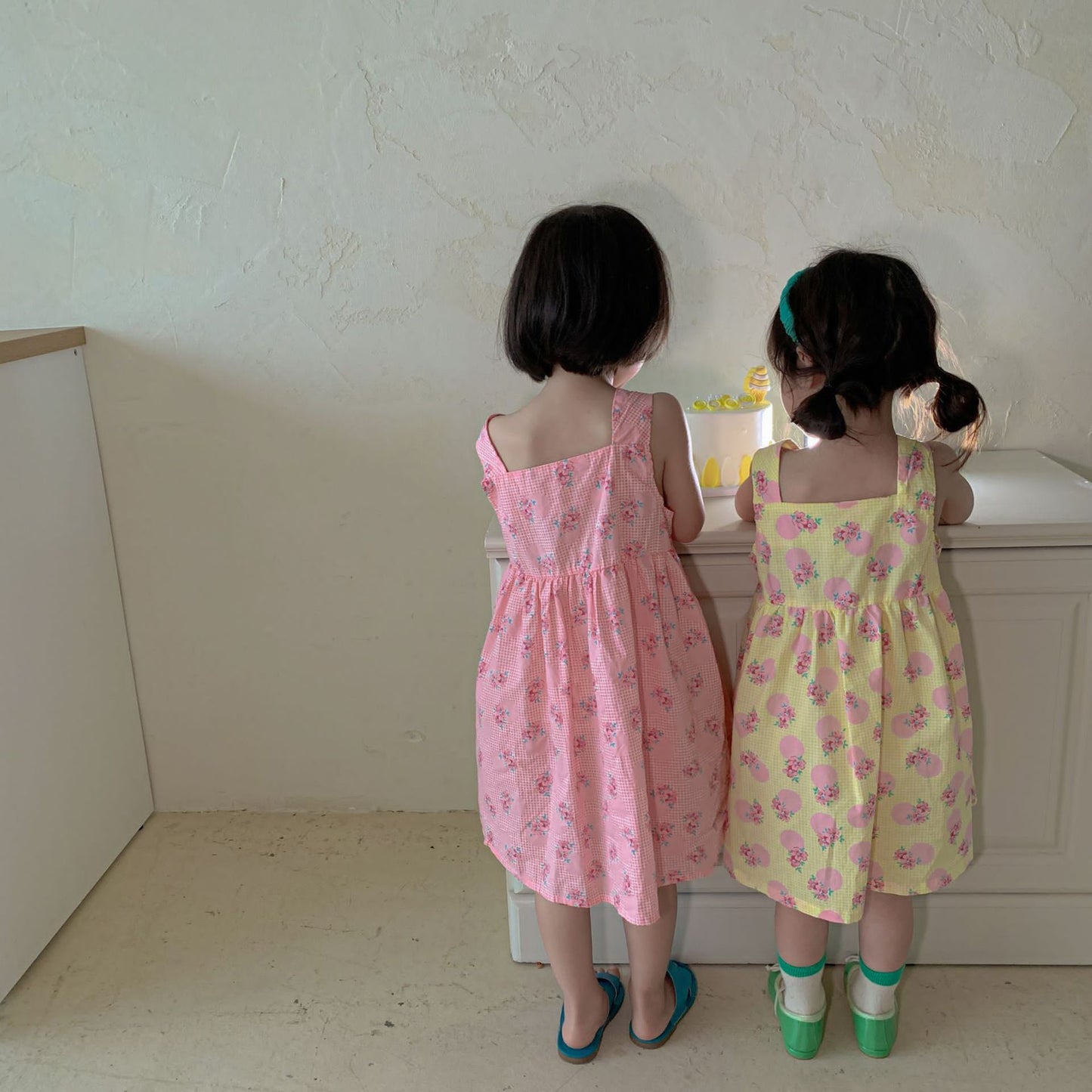 Polka dot rose sleeveless girls dress -pink (Low in stock/ size 90 & 110 left)
