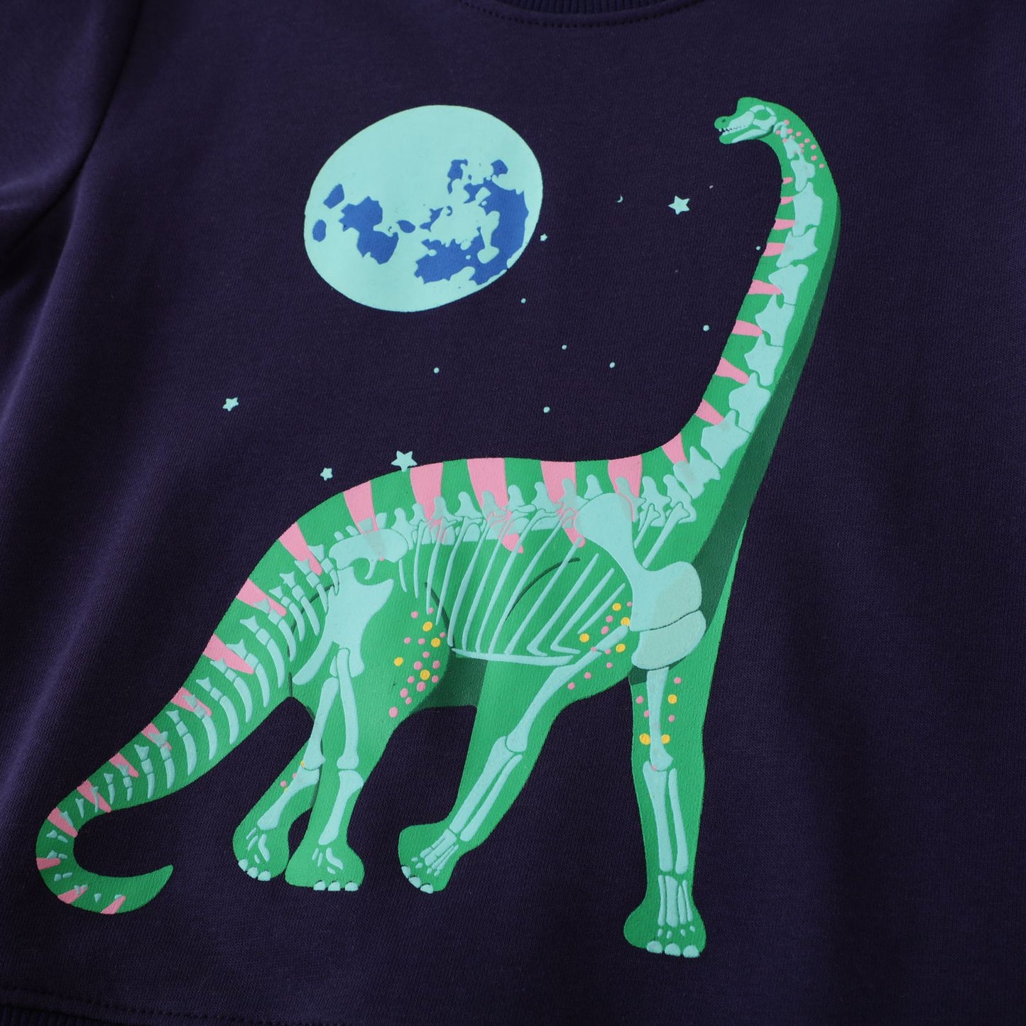 Dinosaur and moon glow in the dark pullover