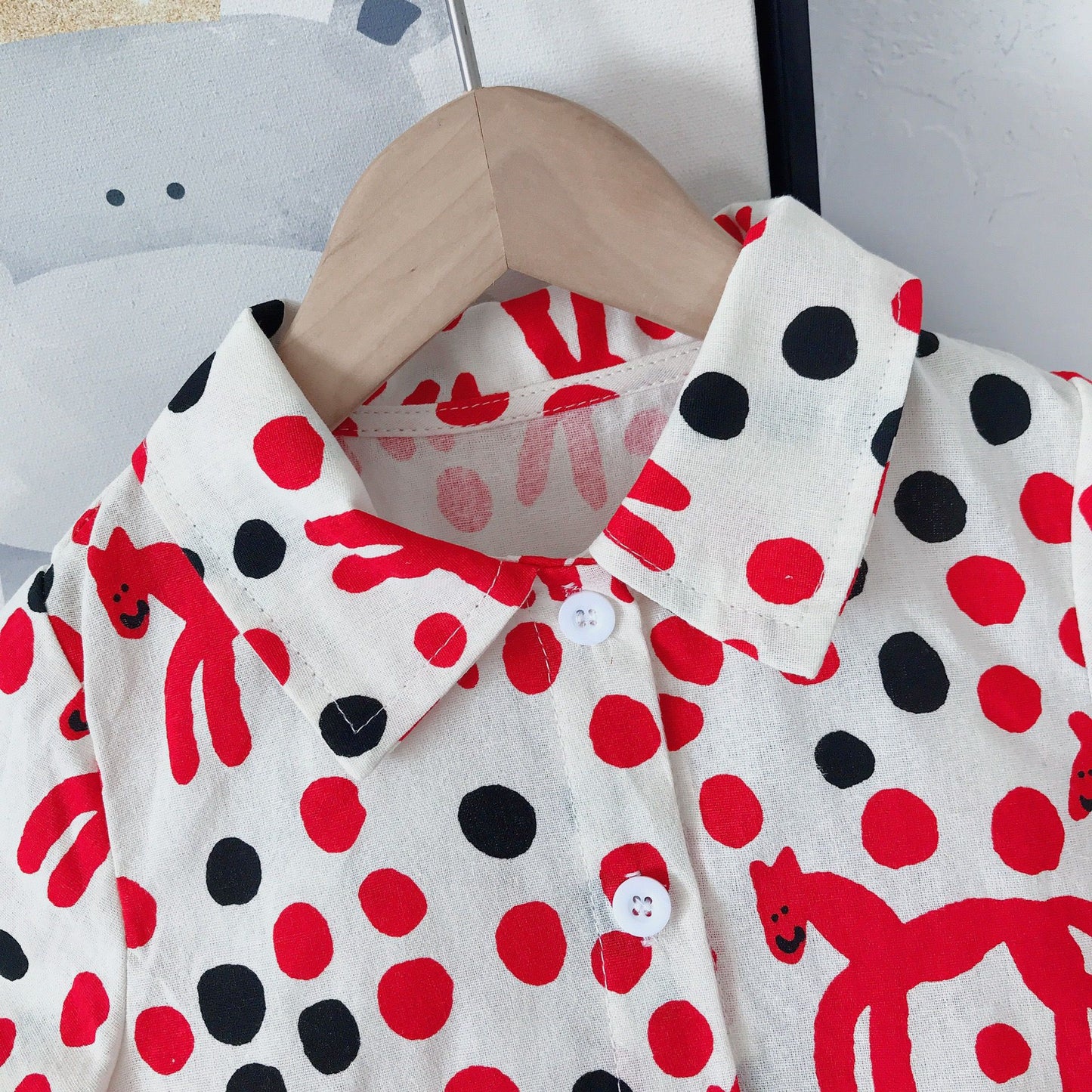 Polkadog shirt girls dress (LasT One / Size 90)